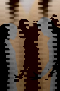 Two people in silhouette facing each other, one with a lowered head and the other gesturing with an outstretched hand, suggesting a tense or emotional conversation.